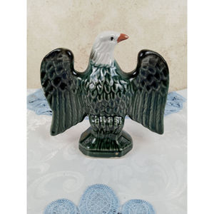 Vintage Ceramic Glazed Bald Eagle Figurine Made in Brazil 5.5"H x 6"W